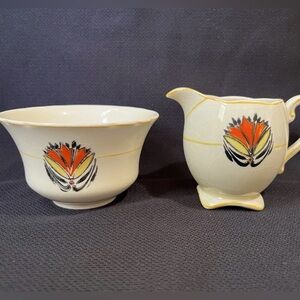 Vintage Wedgewood & Co. Ltd. Creamer & Sugar Made in England Unicorn Stamp 1940s